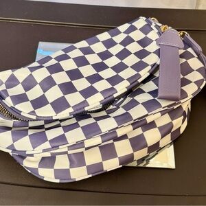 Chic Checkered Purple and White Bumbag/Crossbody Brand New